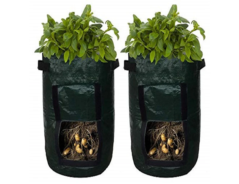 2-Pack 10 Gallon Grow Bags, Potato Planter Bags with Access Flap and Handles for Harvesting Carrot, Onion, tomata,Vegetable and Flower