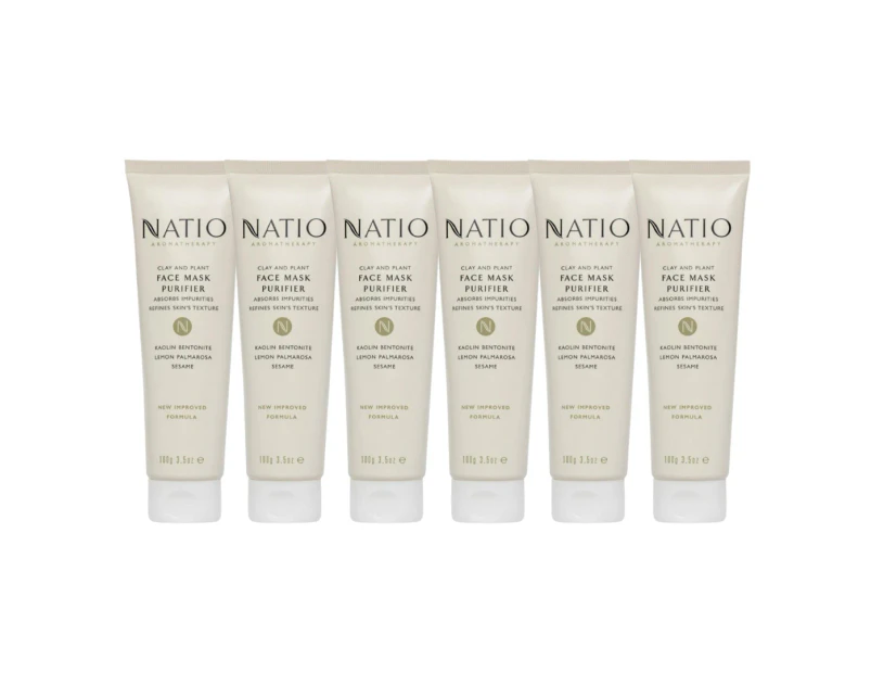 6 x Natio Aromatherapy Clay And Plant Face Mask Purifier 100g