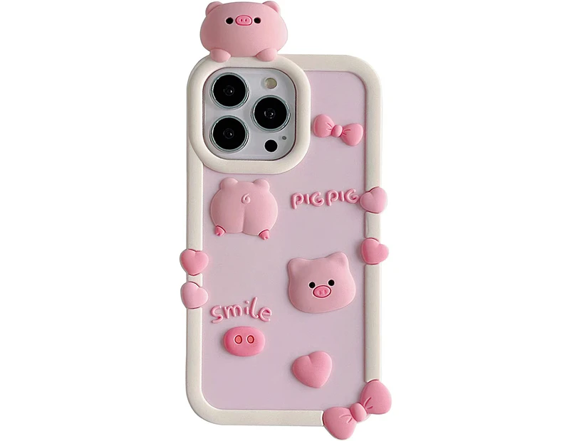 Kawaii Phone Cases Apply to iPhone Xs Max,Cute Cartoon Pink Pig Phone Case Unique Fun Cover Case 3D iPhone Xs Max Case Soft Silicone Shockproof Cover