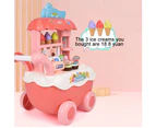 DIY Assembly Simulation Ice Cream Trolley Model LED Music Kids Pretend Play Toy-Pink