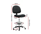 Artiss Office Chair Veer Drafting Stool Fabric Chairs Black