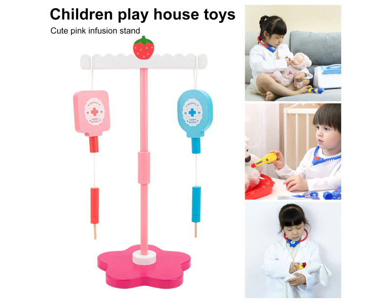 1 Set Kids Doctor Toy Colorful Realistic Anti-deform Portable Play House Child Medical Kit with Hanging Bottle for Gifts-Pink+Blue