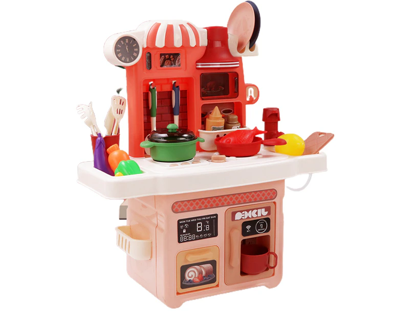 23Pcs Children Play House Tableware with Light Music Kitchen Toy Set Kids Gift-Orange