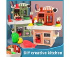 23Pcs Children Play House Tableware with Light Music Kitchen Toy Set Kids Gift-Orange