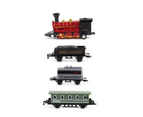 4Pcs Retro Mini Simulated Steam Train Set Pull Back Model Kids Children Toy Gift-Red