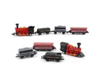 4Pcs Retro Mini Simulated Steam Train Set Pull Back Model Kids Children Toy Gift-Red