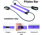Portable Pilates Yoga Bar Kit Pilates Equipment With Resistance Bands,Pink