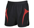 Spiro Mens Sports Micro-Lite Running Shorts (Black/Red) - RW1477