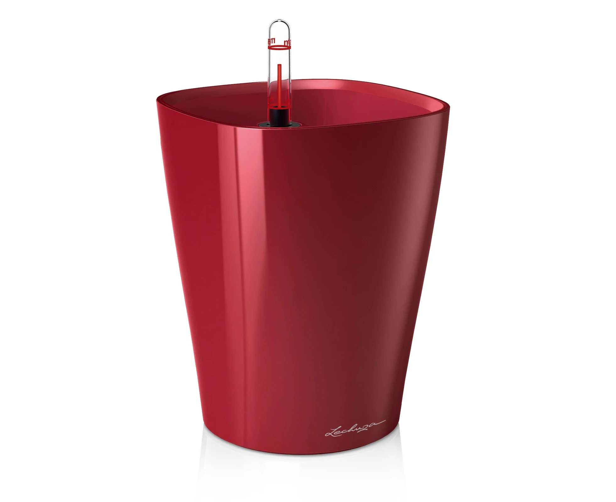 LECHUZA DELTINI PLANTER POT (HIGH GLOSS SCARLET RED)