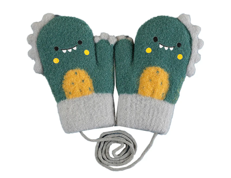 Toddlers Kids Warm Winter Full Finger Gloves Baby Thick Fleece Lined Ski Gloves,green