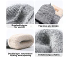 2 Pairs Winter Flip Gloves Convertible Mittens Thick Knitted Half Finger Gloves with Cover,Gray+caramel color