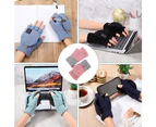 2 Pairs Winter Flip Gloves Convertible Mittens Thick Knitted Half Finger Gloves with Cover,Pink+khaki
