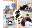 2 Pairs Winter Flip Gloves Convertible Mittens Thick Knitted Half Finger Gloves with Cover,Black+dark coffee color