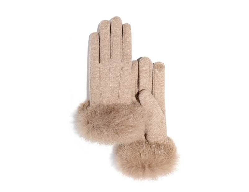 Winter Gloves For Women, Touch Screen Cashmere Snow Gloves Winter Warm Cycling Ladie Thermal Gloves,Camel