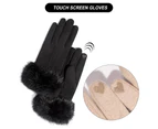 Winter Gloves For Women, Touch Screen Cashmere Snow Gloves Winter Warm Cycling Ladie Thermal Gloves,black