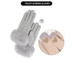 Winter Gloves For Women, Touch Screen Cashmere Snow Gloves Winter Warm Cycling Ladie Thermal Gloves,grey
