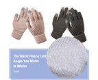 Winter Touchscreen Gloves Warm Fleece Lined Knit Gloves Elastic Cuff Winter Texting Gloves,Beige+coffee brown