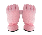 Ladies Mesh Simple Winter Ski Gloves Waterproof Warm Windproof -Pink