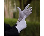 3 Pairs White Polyester Marching Gloves, Formal Tuxedo Honor Guard Parade Gloves