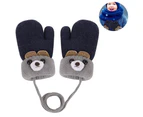 1 pair Toddlers Kids Warm Winter Full Finger Gloves Baby Thick Fleece Lined Ski Gloves,navy blue