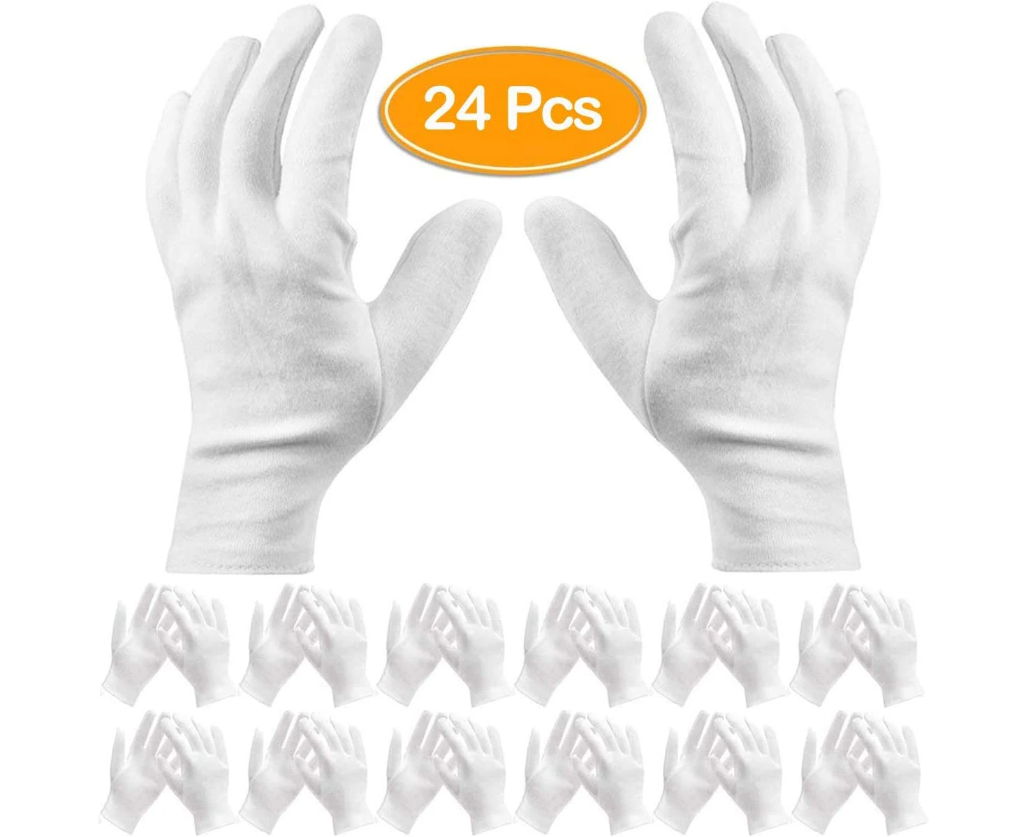 Pack Of 24 White Cotton Gloves Work Gloves Cosmetic Hydration Gloves For Dry Hands And Eczema, Jewelry Inspection