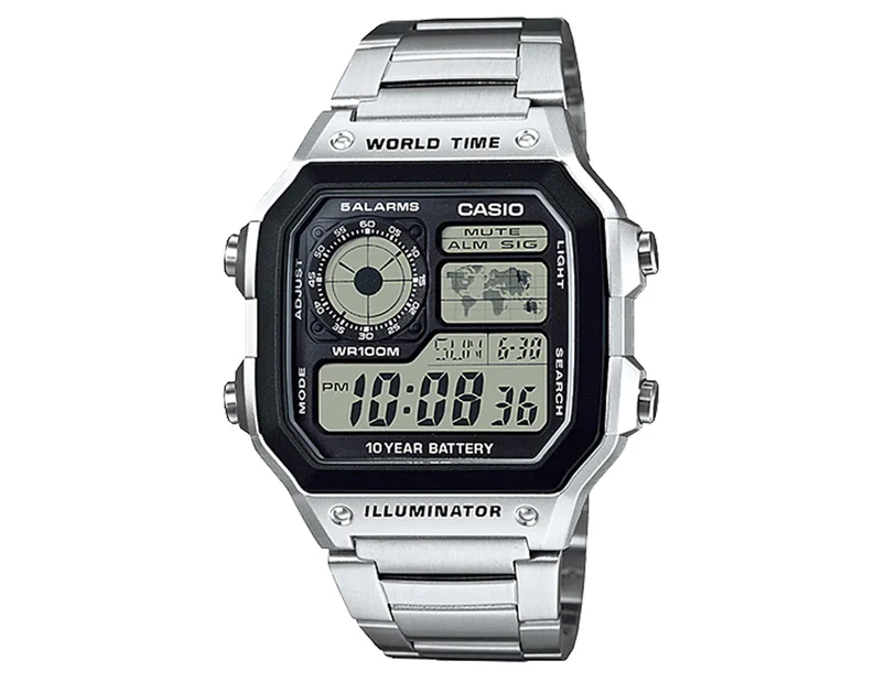 Casio Vintage Stainless Steel Black Dial Digital Men's Watch - AE1200WHD-1A