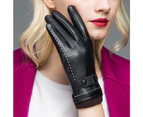 Winter Leather Gloves for Women, Wool Fleece Lined Warm Gloves, Touchscreen Texting Thick Thermal Snow Driving Gloves