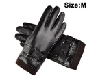 Winter Leather Gloves for Women, Wool Fleece Lined Warm Gloves, Touchscreen Texting Thick Thermal Snow Driving Gloves