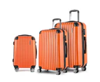 Wanderlite 3pc Luggage Trolley Travel Set Suitcase Carry On TSA Lock Hard Case Lightweight Orange