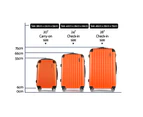 Wanderlite 3pc Luggage Trolley Travel Set Suitcase Carry On TSA Lock Hard Case Lightweight Orange