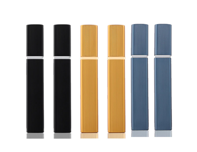 2pcs 12ml Fragrance Dispenser, Rectangular Anti-Slip Stripe Design,(Black+Gold+Blue)*2