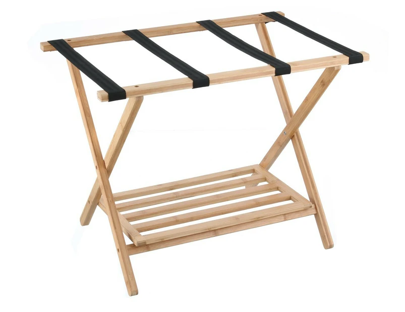 Bamboo Luggage Suitcase Rack Holder Folding Stand