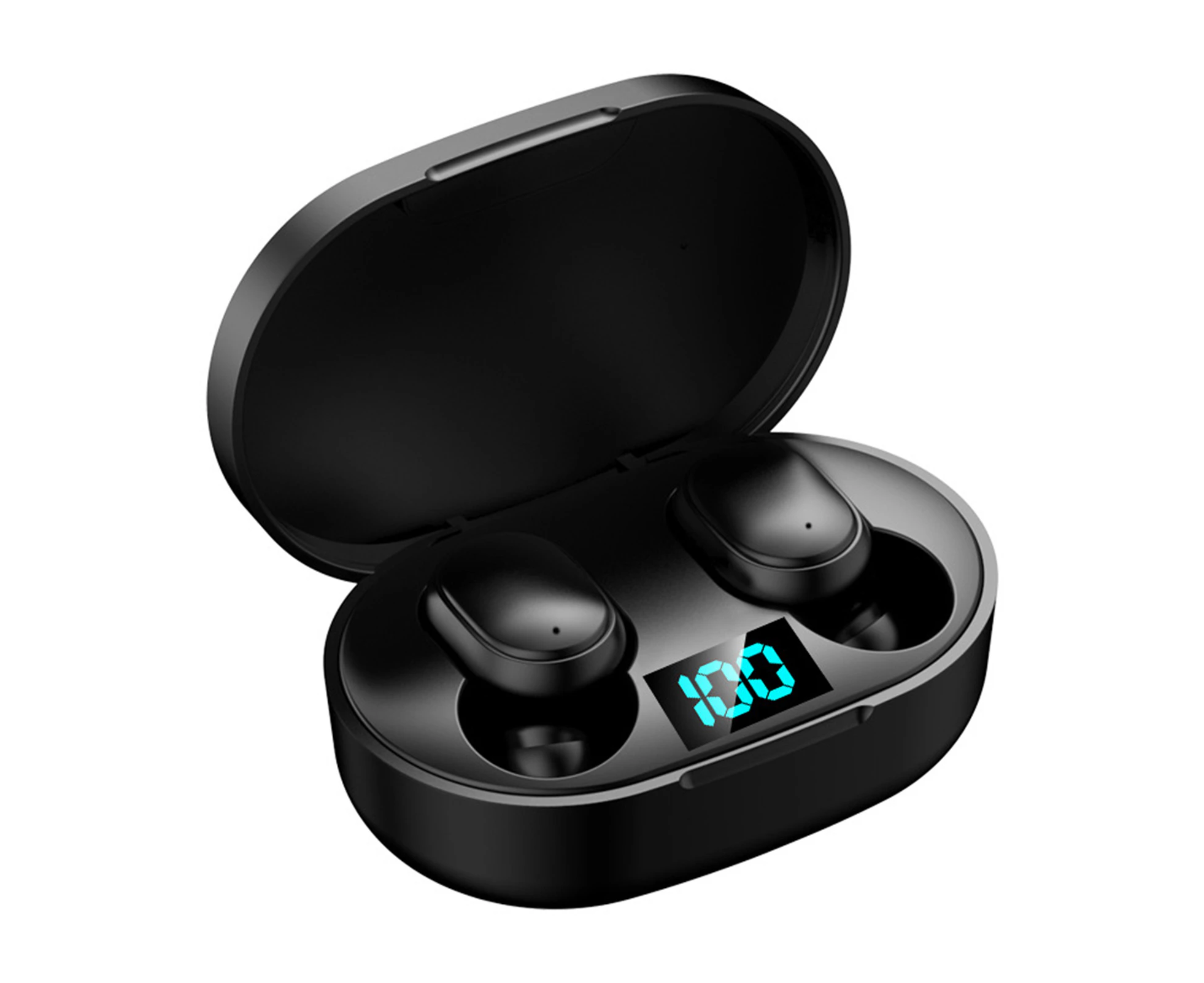 1 Pair E6S Bluetooth Earphones Digital Display Noise Reduction Stereo Surround HiFi Sound Bass Music Player Design Wireless Earbud Bluetooth 5.0 Headphones - Black