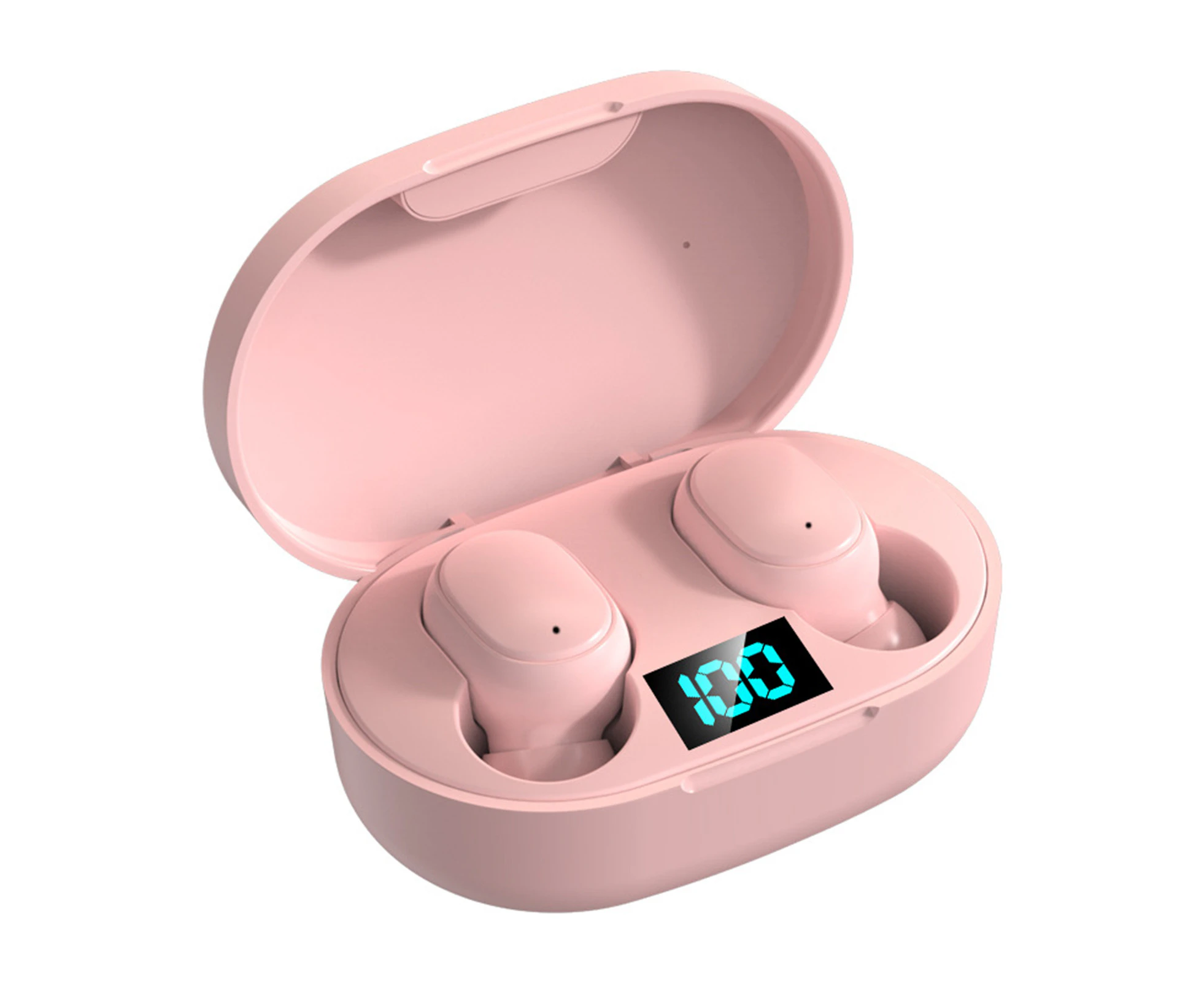 1 Pair E6S Bluetooth Earphones Digital Display Noise Reduction Stereo Surround HiFi Sound Bass Music Player Design Wireless Earbud Bluetooth 5.0 Headphones - Pink