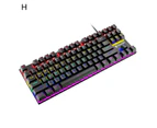 K80 87 Keys Mechanical Keyboard Universal Blue Switch Ergonomic Non-slip Sensitive Mix Backlit Color Matching USB Desktop Wired Gaming Keyboard for Gamer - H
