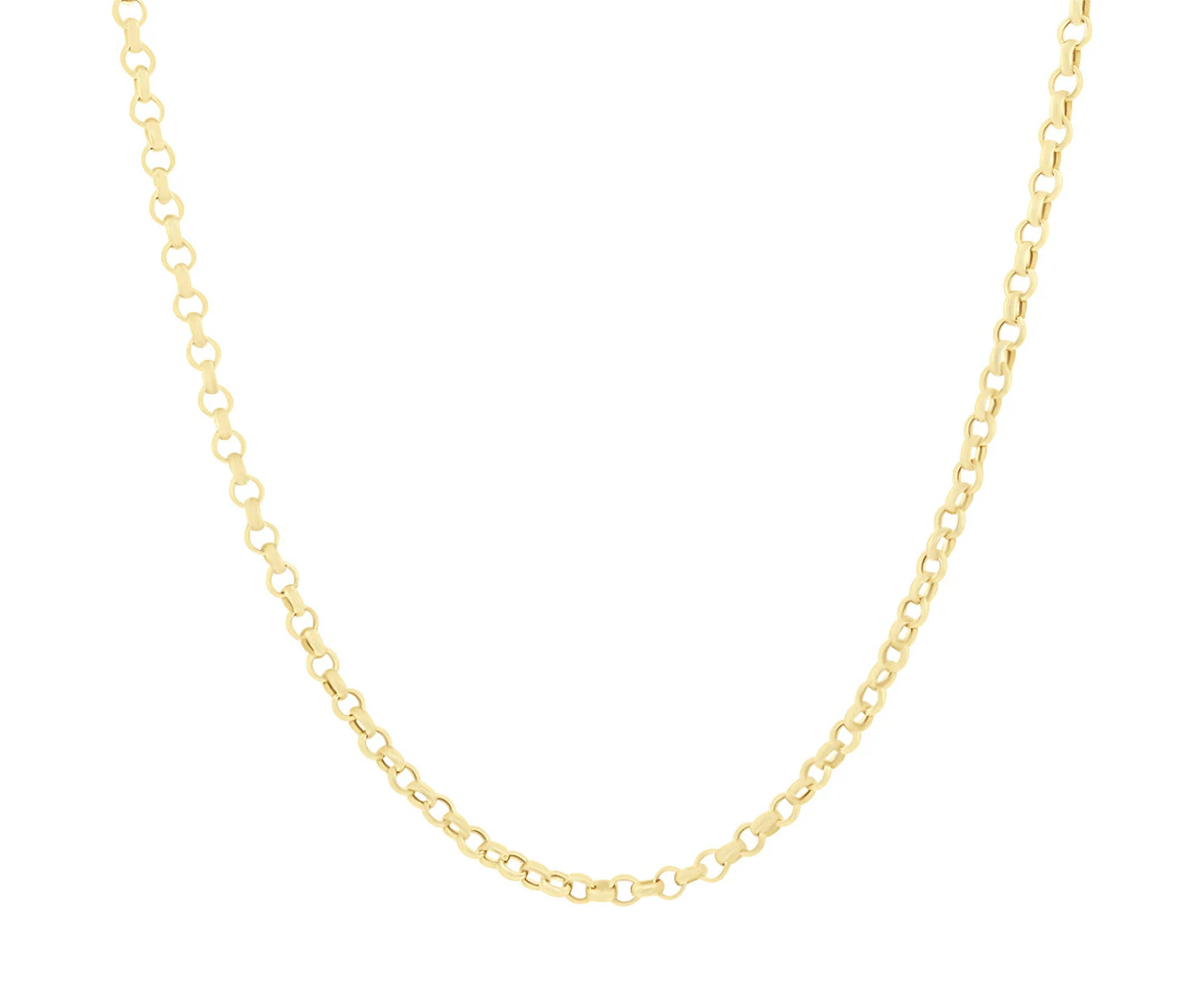 Bevilles Belcher Chain Necklace in 9ct Yellow Gold Silver Infused 45cm