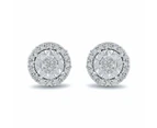 Bevilles Miracle Halo Circle Stud Earrings with 0.10ct of Diamonds in Sterling Silver