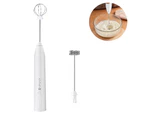 Whisk Milk Frother, Rechargeable Handheld Electric Whisk Coffee Frother Mixer with 2 Stainless Whisks, Milk Foam Maker