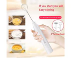 Whisk Milk Frother, Rechargeable Handheld Electric Whisk Coffee Frother Mixer with 2 Stainless Whisks, Milk Foam Maker