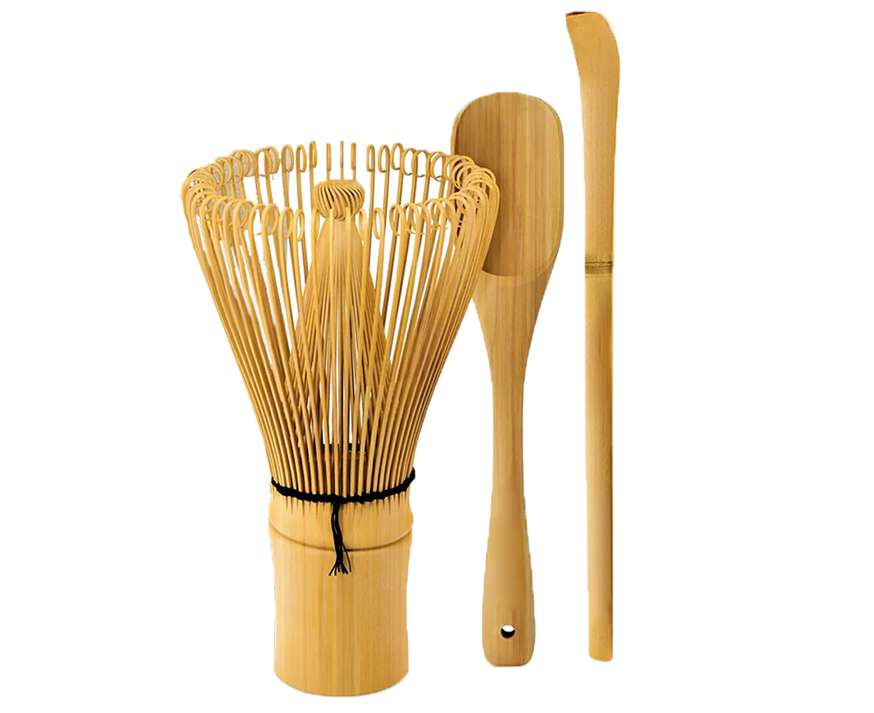 Matcha Whisk Set-Traditional Scoop, Tea Spoon. Handmade from Natural Bamboo