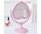 1 Pack Simple and Lovely Heart-Shaped Cosmetic Mirror Plastic Double-Sided Rotatable Dresser Mirror Lightweight Mirror - Pink
