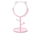 Cat Ear Round Mirror Hd Desktop Rotating Makeup Mirror Dressing Table