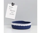 Storage Bin Handmade Convenient Cotton Rope Woven Storage Baskets for Bedroom-Navy Blue