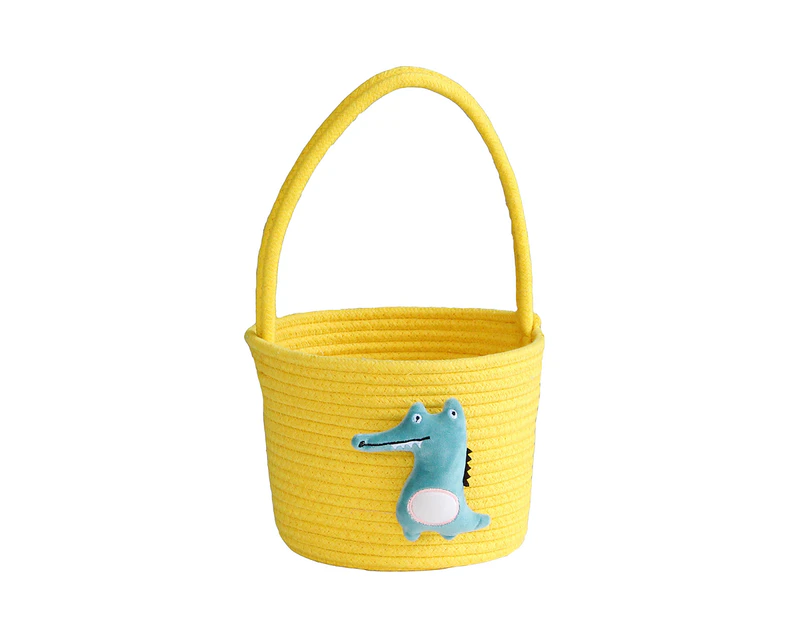 Handheld Storage Basket Flexible Cotton Rope Portable Handcrafted Storage Bin Household Supplies-Yellow