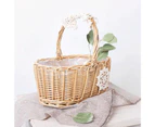 Flower Basket Braided Design Flower Print Widely Applied Creative Tote Picnic Weaving Basket for Wedding-Log Color