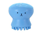 Cute Silicone Pore Cleanser, Exfoliator, and Massager with Sponge,Blue