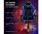 OVERDRIVE Conquest Series Reclining Gaming Ergonomic Office Chair with Lumbar and Neck Pillows, Black and Blue
