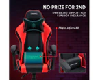 OVERDRIVE Conquest Series Reclining Gaming Ergonomic Office Chair with Lumbar and Neck Pillows, Black and Red