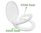 Soft Close 2 in 1 Family Toilet Seat - Design for Toddler Toilet Training (White/Oval Shaped)