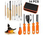 Halloween Pumpkin Carving Tool Kit, 14 Pcs Professional Pumpkin Cutting Supplies Tool Kit Lengthen & Thicken For Halloween Decor
